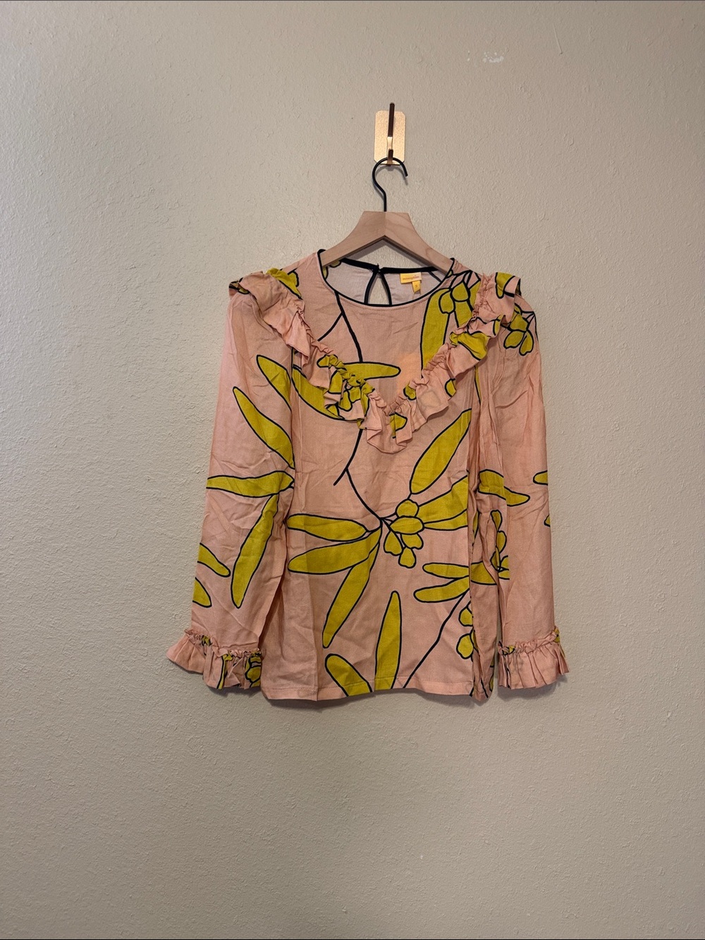 Monoplaza Big Print Lima Ruffle Sleeve Blouse Size XS NWT
